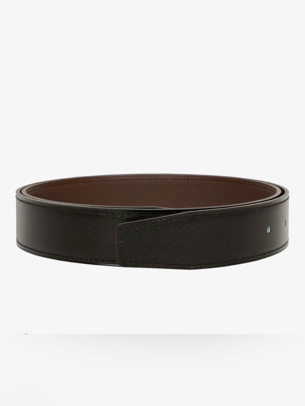 Hermès Reversible 32MM Belt Strap - Noir & Chocolat Box Leather (No Buckle)